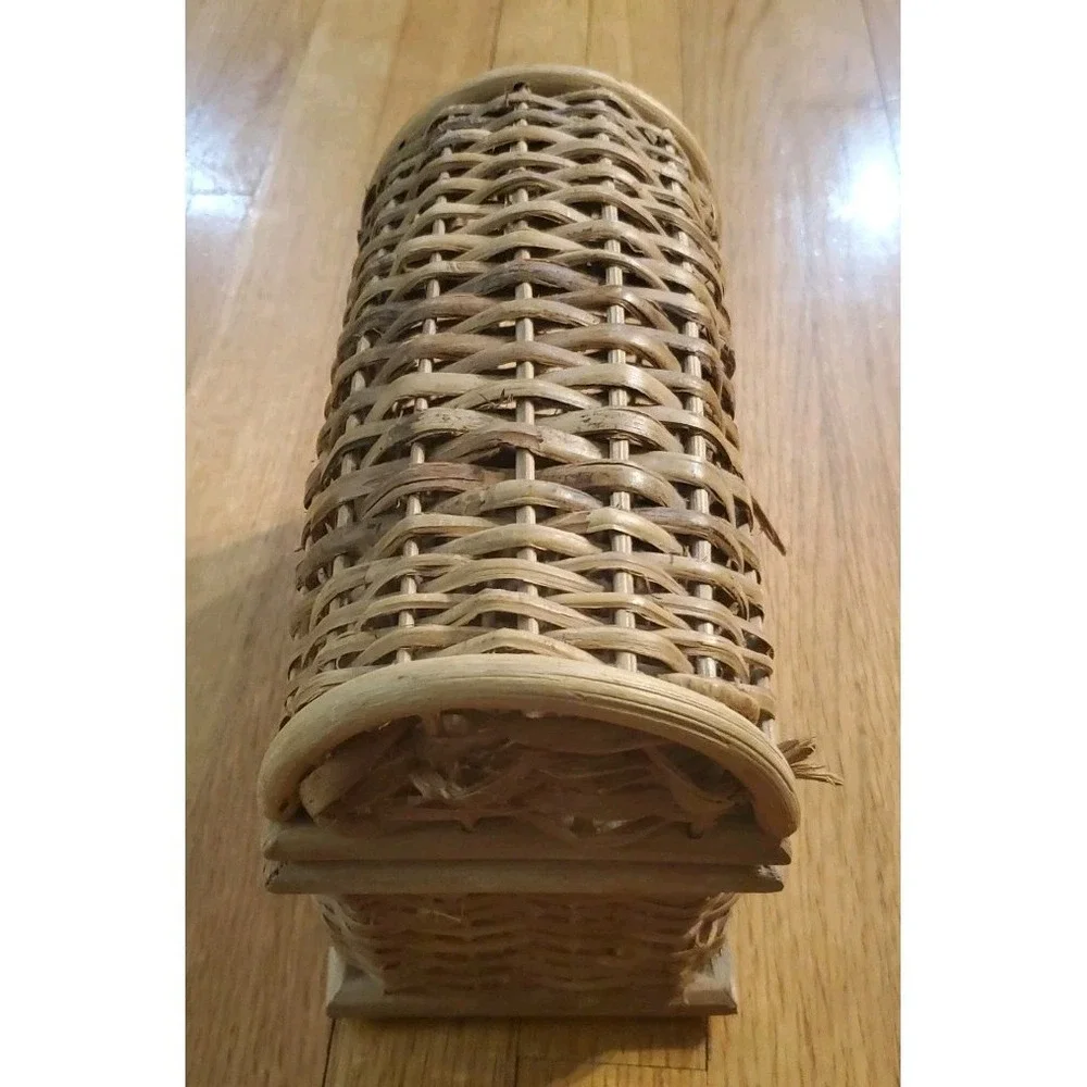 Vintage Wicker Rattan Small Trunk Style Storage Box‎ Cottagecore Boho
